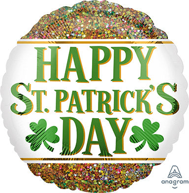 St PATRICK'S DAY Glitter - Standard HX - Round Foil Balloon - Pack of 10