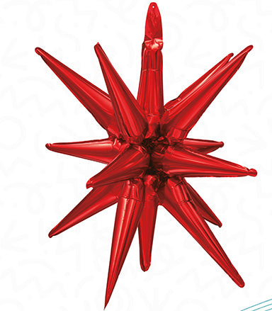 22in RED Starburst - Foil Balloon - IRP - One Inflation Point