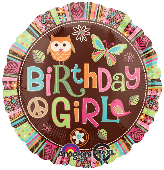 Hippie Chick BIRTHDAY - Pack of 10 - Standard HX - Round Foil Balloon