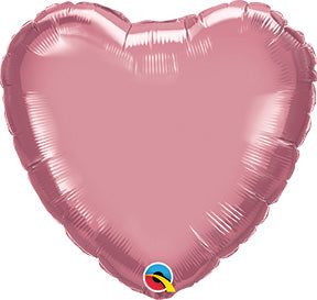 18in CHROME MAUVE HEART - Pack of 10 -Shaped Qualatex Foil Balloon