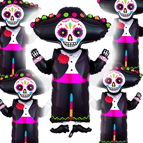 34in Day of the Dead Skeleton - SuperShape Foil Balloon - Pack of 5