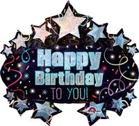 31in Brilliant BIRTHDAY Marquee - Holographic Foil Balloon (PKG)