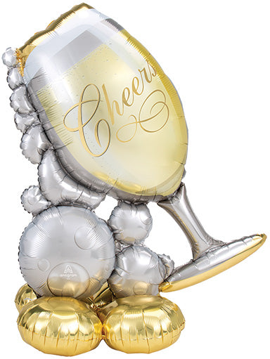 51in AirLoonz Bubbly Wine Glass Foil Multi-Balloon (PKG)