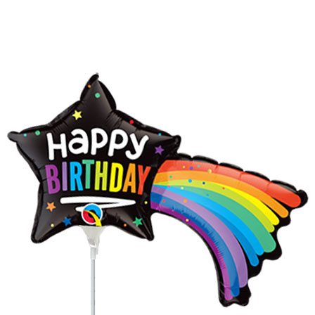 14in BIRTHDAY BLACK Shooting Star - Foil Balloon - Pack of 10 - Air Fill & Heat Seal Only