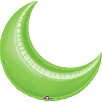 35in LIME CRESCENT Foil Balloon - Package of 3