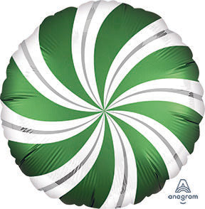 GREEN Candy Swirls - Satin Infused Standard XL - Foil Balloon - Pack of 10