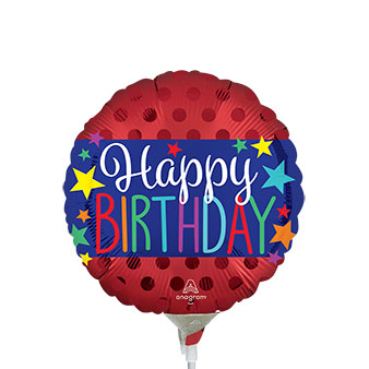 9in Satin Happy BIRTHDAY Banner - Pack of 25 - Round Foil Balloon - Air fill & Heat Seal