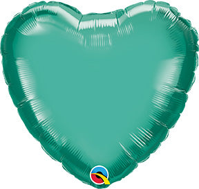 18in CHROME GREEN HEART - Pack of 10 -Shaped Qualatex Foil Balloon