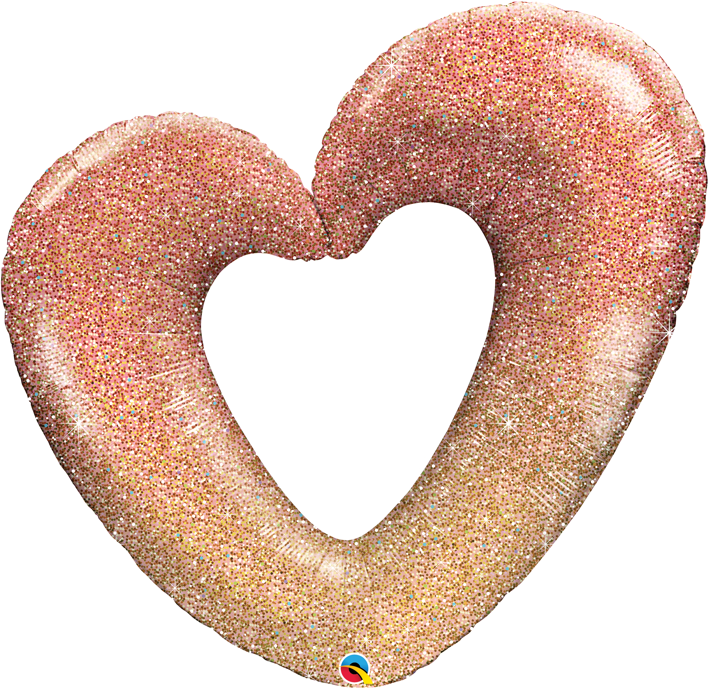 42in Rose Gold Glitter OMBRE Open Heart (Pkgd) Foil Balloon