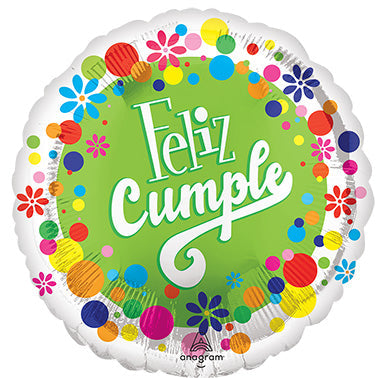 FELIZ CUMPLE Puntos- Standard XL - Round Foil Balloon - IRP