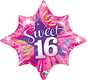 28in SWEET 16 SHINING STAR - PKG - Foil Balloon