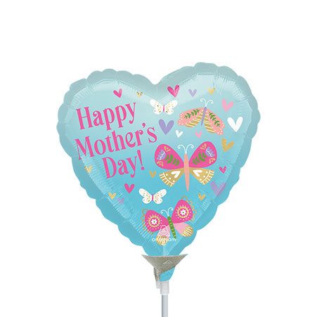 9in HMD Butterflies - Pack of 25 - Heart Shaped Foil Balloon - Air fill & Heat Seal