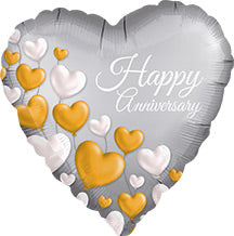 ANNIVERSARY Platinum Hearts - Standard HX - Heart Shape Foil Balloon (PKG)