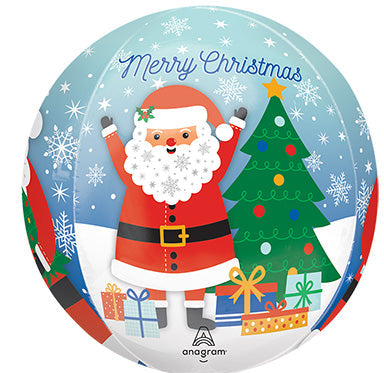 Snowy Christmas Santa - ORBZ Dimensional Round Foil Balloon - Individually Retail Packaged