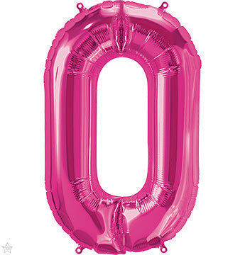 34in Number ZERO - MAGENTA - Pkgd Foil Balloon