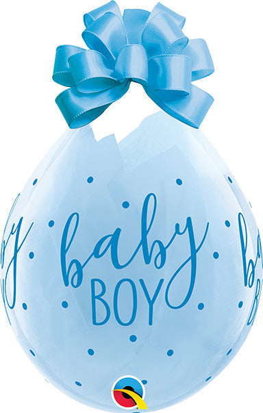 18in Baby Boy Dots Print on CLEAR Stuffing Balloon (25ct)