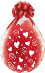 18in SWIRLING HEARTS-A-ROUND Clear with WHITE Print Stuffing Balloon (25ct)