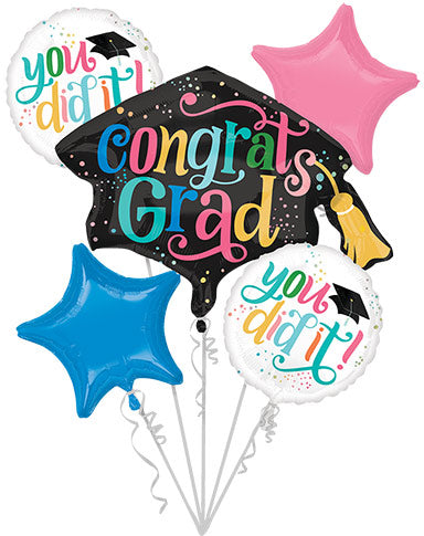 GRAD Follow Your Dreams - Bouquet of 5 Foil Balloons (PKG)