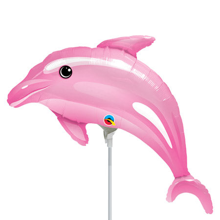 14in DELIGHTFUL PINK DOLPHIN - Foil Balloon - Air Fill & Heat Seal - Pack of 10