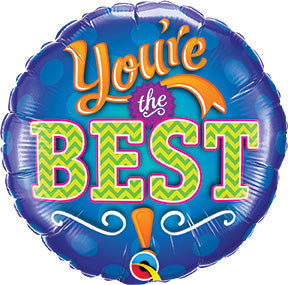 18in You're the Best Emblem (IRP) - Round Foil Balloon - Pack of 5