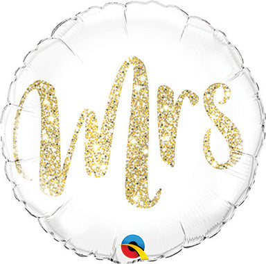 18in MRS Glitter Gold - Round Foil Balloon (PKG)