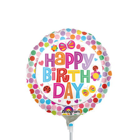 9in Happy Birthday FLOWER - Pack of 25 -  Foil Balloon - Air Fill & Heat Seal ONLY