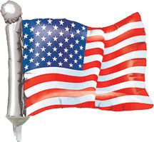 14in American FLAG - Mini Shape Foil Balloon - Pack of 10