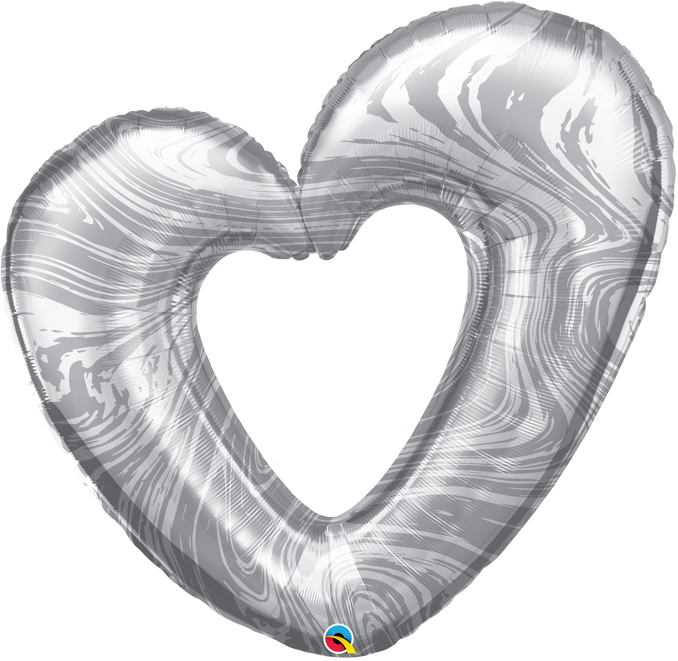 42in Open Marble Heart Silver  (Pkgd) Foil Balloon