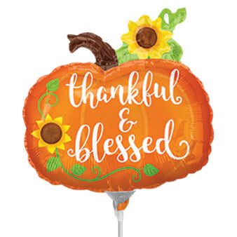 14in Thankful & Blessed PUMPKIN - Pack of 10 -Mini Shape - Air Fill & Heat Seal