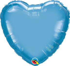 18in CHROME BLUE HEART - Pack of 10 -Shaped Qualatex Foil Balloon