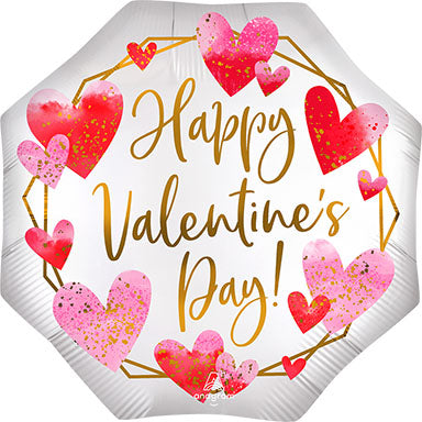 22in Satin Watercolor HVD - Octagon Shaped Foil Balloon (PKG)