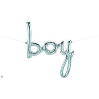 42in BOY Script - PASTEL BLUE - Pkgd Foil Balloon - Air Fill ONLY