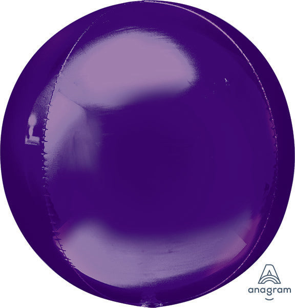 Solid PURPLE - ORBZ Dimensional Round Foil Balloon (Pkg of 3)