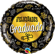 18in Graduado Black & Gold DIPLOMA - Round Foil Balloon - Pack of 10