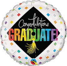 18in GRADUATE Cap & Diamonds - Round Foil Balloon - Pack of 10