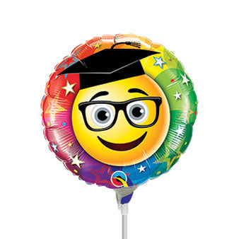 9in Smiley GRADUATE - Foil Balloon - Air Fill & Heat Seal Only - Pk of 25 -