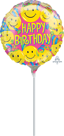 9in Happy Birthday Smiles - Pack of 25 -Foil - Air Fill & Heat Seal