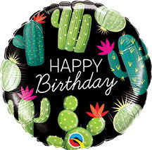 18in BIRTHDAY Cactuses - Round Foil Balloon (PKG)