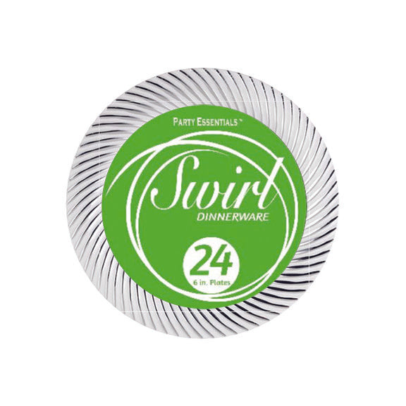 6in Swirl PLATES - WHITE - Pack of 24