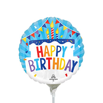 9in Happy BIRTHDAY Tiered Cake - Pack of 25 - Heart Foil Balloon - Air fill & Heat Seal