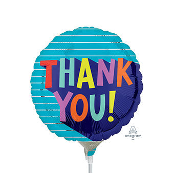 9in THANK YOU Fun Type - Foil Balloon - Air Fill & Heat Seal ONLY - Pack of 25