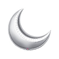 26in SILVER CRESCENT Foil Balloon - Package of 3 Helium or Air Fill - Valved