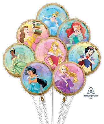 PRINCESS Once Upon A Time - Bouquet of 8 Standard HX Foil Balloons (PKG)