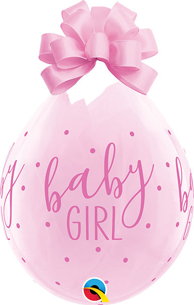 18in Baby Girl Dots Print on CLEAR Stuffing Balloon (25ct)