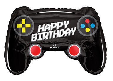 28in BDAY Gamer Control -Foil Balloon - Pack of 5