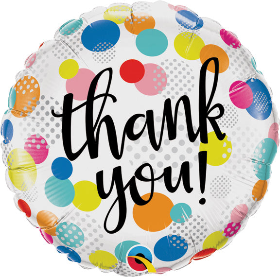 18in THANK YOU Dots Upon Dots - Pack of 10 - Round Foil Balloon