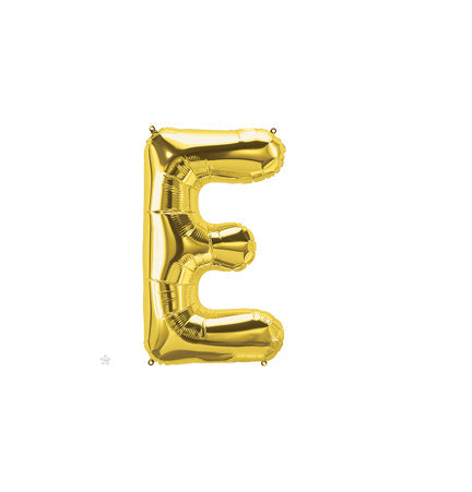 16in Letter E - GOLD - Pkgd Foil Balloon