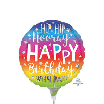 9in Hip Hip Hooray BIRTHDAY - Pack of 25 - Foil Balloon - Air Fill & Heat Seal