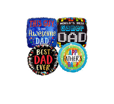 18in Happy Father's Day Foil Balloon Assortment - Pack of 12