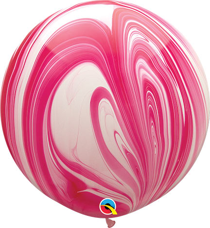 30in RED & WHITE Qualatex SuperAgate Balloon (2ct)